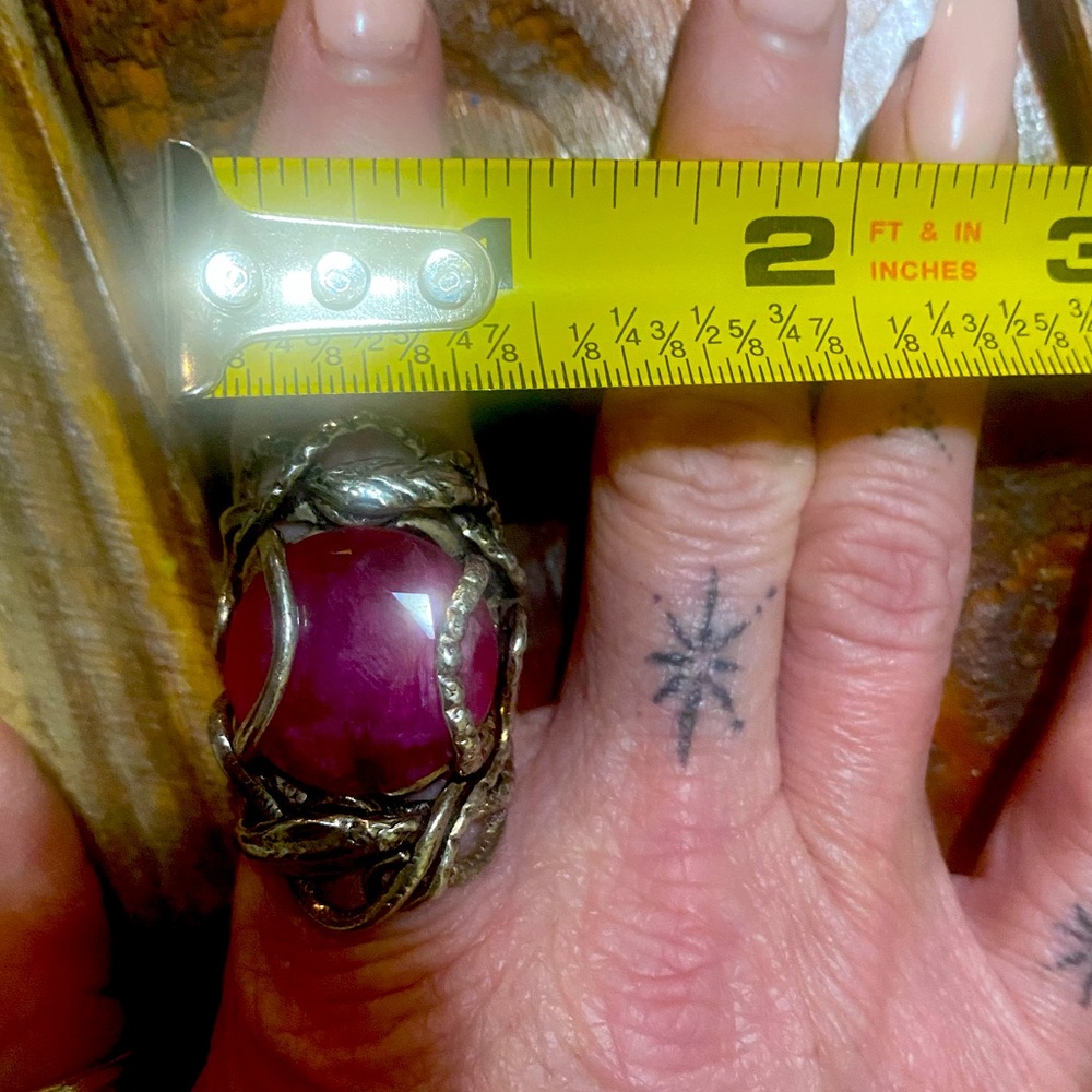 BOLD GORGEOUS Sterling Silver Snake Wrapped Ruby Stone Ring!